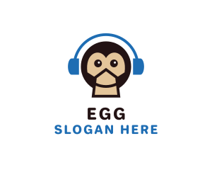 Radio Station - Monkey Music Headphones logo design