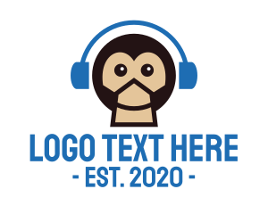 Mp3 - Monkey DJ Music Headphones logo design