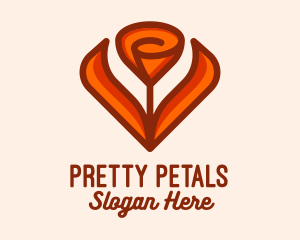 Orange Tulip Flower  logo design