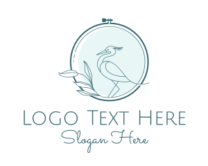 Embroidery - Heron Bird Embroidery logo design