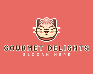 Cat Dumpling Food logo design