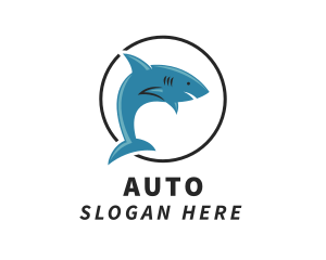 Swimming Shark Surf Gear Logo