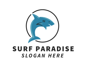 Swimming Shark Surf Gear logo design