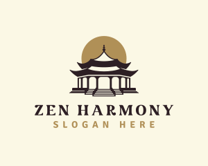 Buddhism - Chinese Temple Pagoda logo design