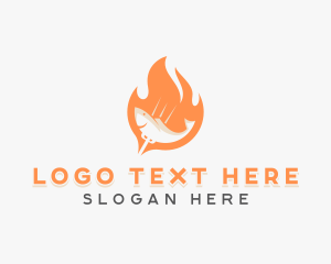 Meat - Flame Fish Barbecue Grill logo design