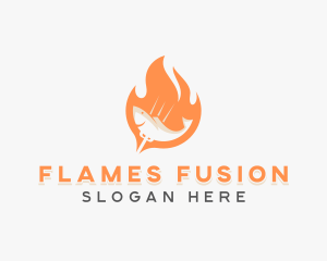 Flame Fish Barbecue Grill logo design