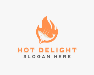 Flame Fish Barbecue Grill logo design