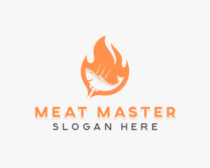 Flame Fish Barbecue Grill logo design