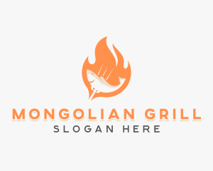 Flame Fish Barbecue Grill logo design