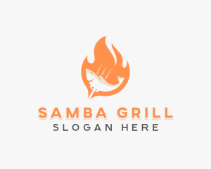 Flame Fish Barbecue Grill logo design