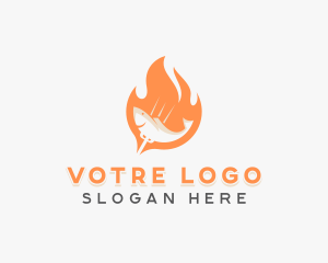 Seafood - Flame Fish Barbecue Grill logo design