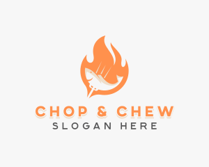 Seafood - Flame Fish Barbecue Grill logo design