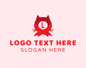 Ribbon Cat Head Kitty Logo