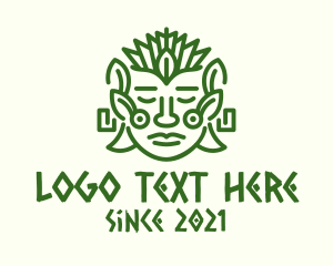 Ancestral - Nature Mayan Mask logo design