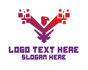 Multimedia - Modern Falcon  Pixels logo design