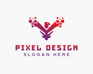 Modern Falcon  Pixels logo design