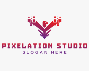 Modern Falcon  Pixels logo design