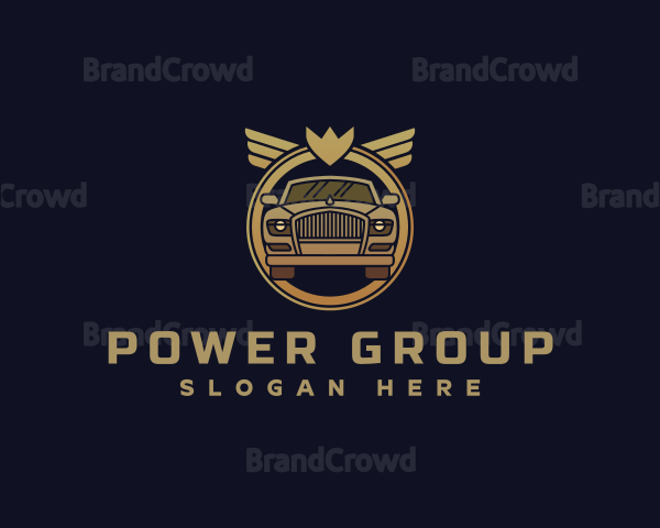 Premium Car Crown Wings Logo