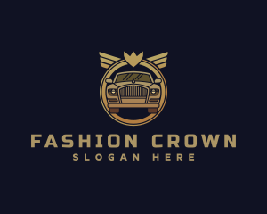 Premium Car Crown Wings logo design