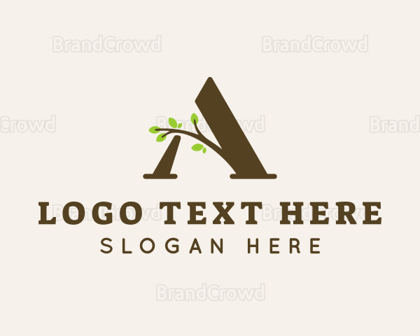 Leaf Branch Letter A Logo