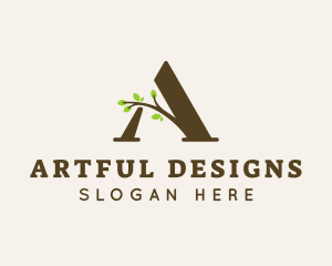 Leaf Branch Letter A logo design