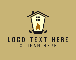 Candle - House Candle Lamp logo design