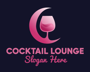 Pink Moon Cocktail logo design