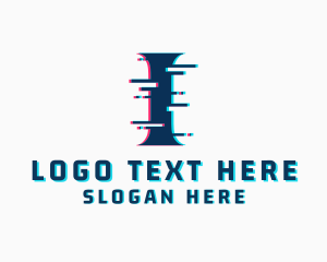 Anaglyph - Cyber Glitch Letter I logo design