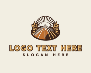 Mountain - Wheat Field Farming logo design