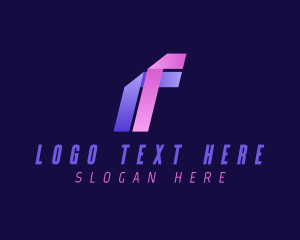 Ribbon Gradient Letter F logo design