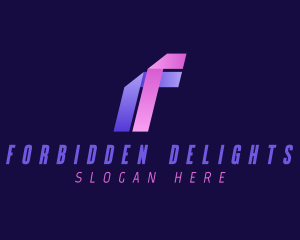 Ribbon Gradient Letter F logo design