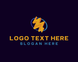 Power Plant - Electricity Lightning Bolt logo design
