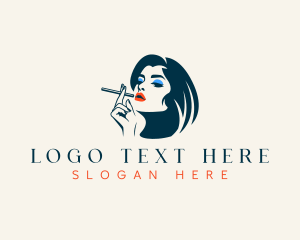 Lady - Adult Woman Smoking logo design