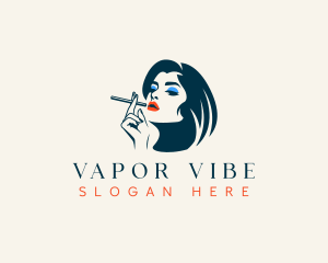 Adult Woman Smoking logo design