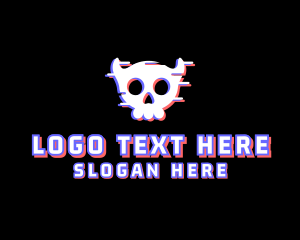 Demon - Eye Skull Glitch logo design