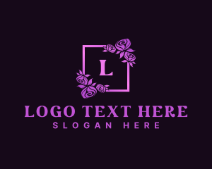Square - Rose Floral Frame logo design
