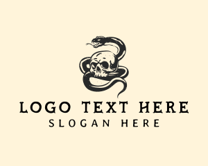 Vintage - Serpent Snake Skull logo design