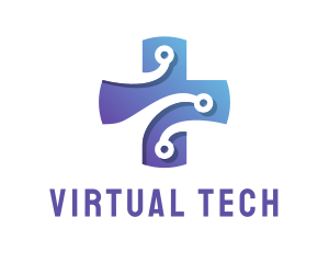 Virtual - Medical Tech Circuit Cross logo design