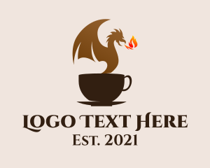 Mythical Creature - Dragon Coffee Cup logo design
