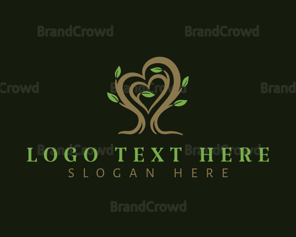 Heart Tree Plant Logo