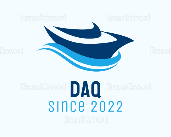 Blue Sailing Speedboat Logo