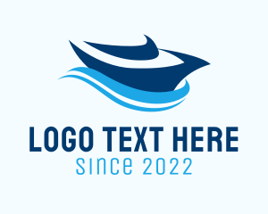 Cruise Ship - Blue Sailing Speedboat logo design