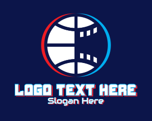 Cinema - Glitchy Basketball Esports logo design