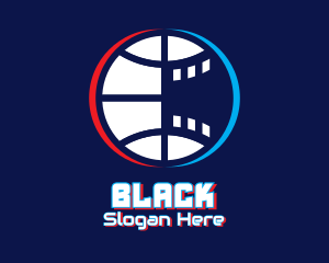 Movie App - Glitchy Basketball Esports logo design