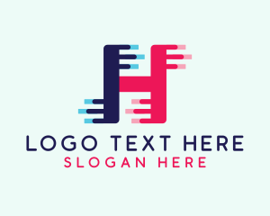 Programmer - Tech Glitch Letter H logo design