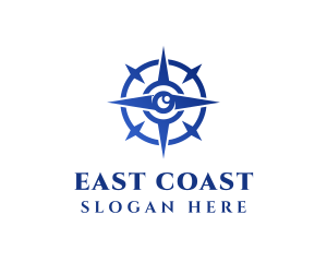 East - Blue Compass Lens logo design