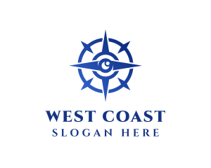 West - Blue Compass Lens logo design