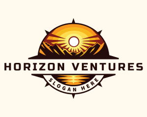 Horizon - Mountain Ocean Compass logo design