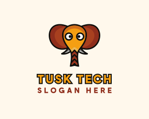 Tusk - Cartoon Elephant Zoo logo design