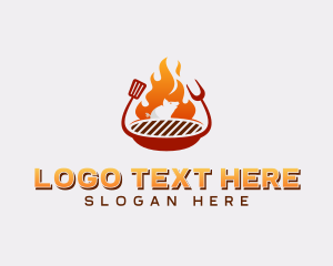 Carving Fork - Roast Pig Grilling BBQ logo design